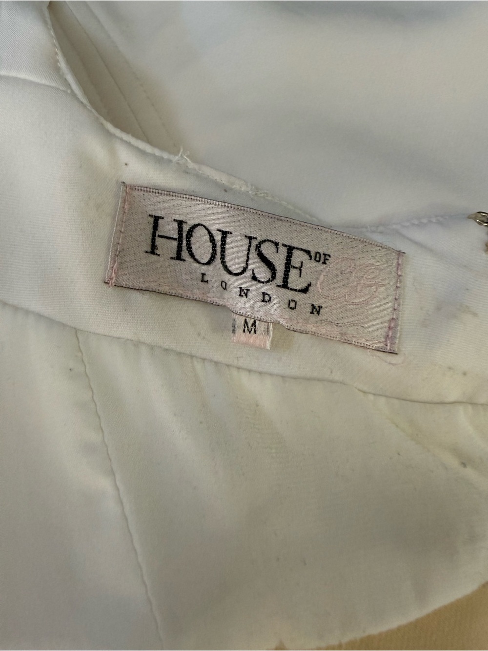 HOUSE OF CB White Corset Bodice & Beige Lace-Up Mini Dress Size Medium - Picture 7 of 8